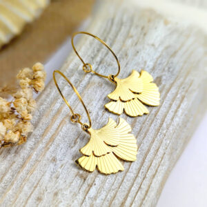 boucles d oreilles creoles or ginkgo idee cadeau original pour femme leonie et france eshop de bijou