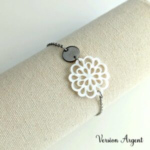 bracelet chaine argent fleur blanche idee cadeau original pour femme leonie et france eshop de bijoux de createurs francais