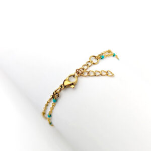 bracelet double chaine pierre turquoise idee cadeau original femme leonie et france eshop de bijoux de createurs francais