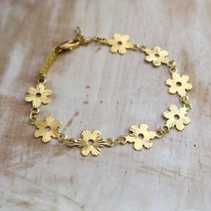 bracelet femme chaine fleur or idee cadeau original pour femmes leonie et france eshop de bijoux de createurs francais