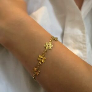 bracelet femme chaine fleurs or idee cadeau original pour femmes leonie et france eshop de bijou de createurs francais mode francaise