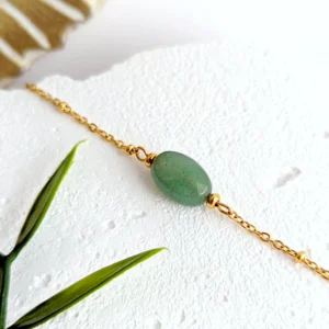 bracelet femme chaine or pierre fine naturelle verte aventurine idee cadeau pour femmes leonie et france eshop de bijou de createur francais