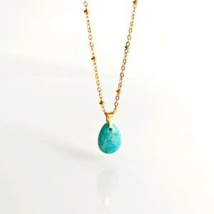 collier femme chaine or pierre turquoise idee cadeau original femme leonie et france eshop de bijou de createurs francais