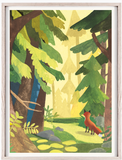 affiche illustration renard dans la foret decoration chambre d enfant leonie et france eshop de createurs francais