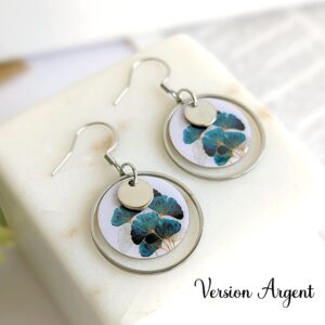 boucles d oreilles femme pendantes argent feuilles ginkgo leonie et france eshop de createurs francais