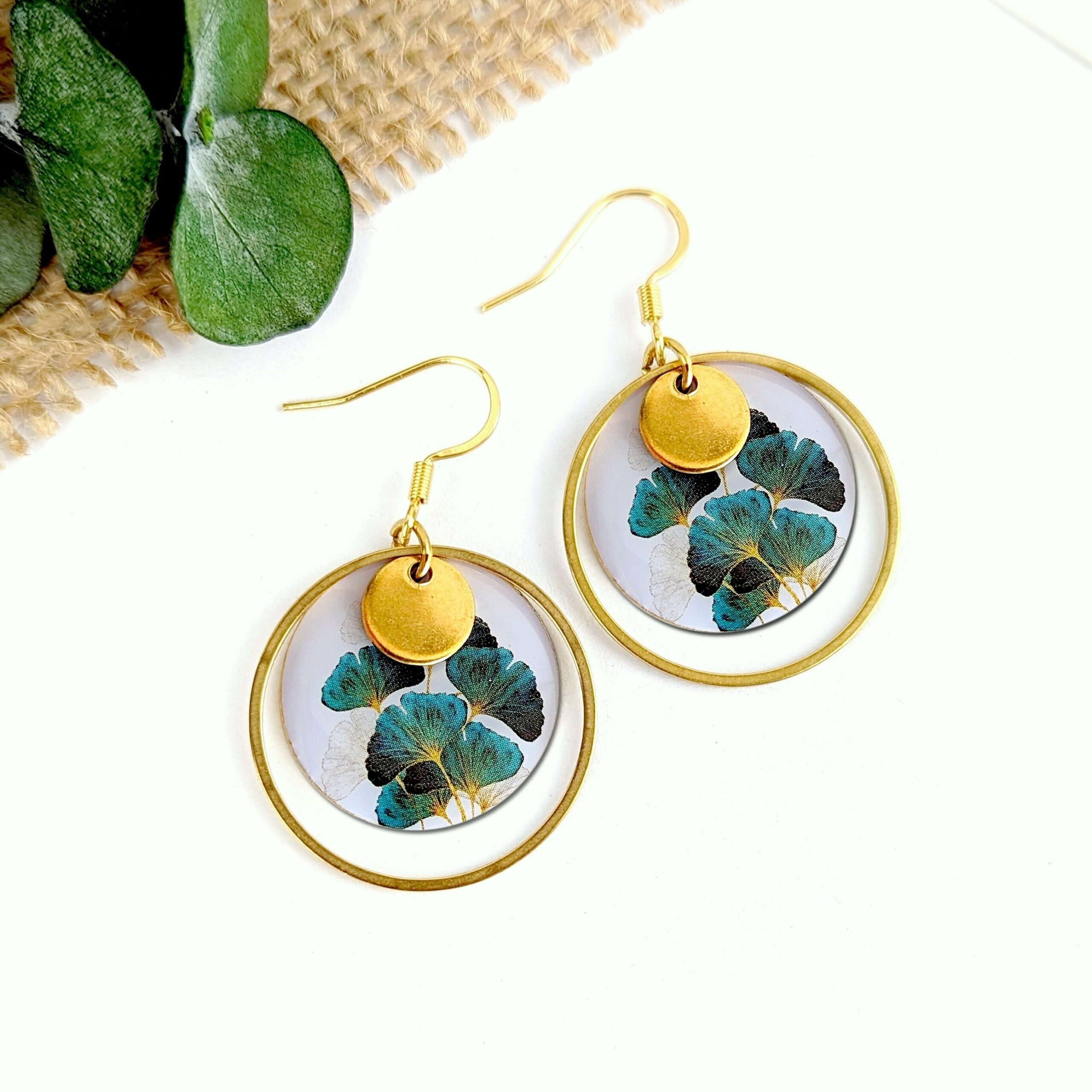 boucles d oreilles femme pendantes or ginkgo leonie et france eshop de createurs francais