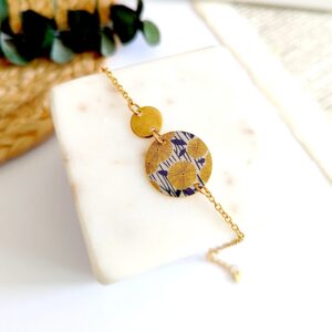 bracelet chaine fine or pendentif fleur jaune idee cadeau pour femme leonie et france eshop de createurs francais