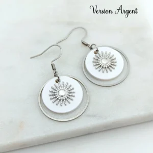 boucles d oreilles femme pendantes argent nacre soleil idee cadeau original pour femmes leonie et france eshop de bijoux de createurs francais