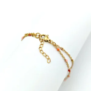 bracelet double chaine or femme pierre fine rouge orange jade idee cadeau original pour femme leonie et france eshop de createurs francais mode francaise