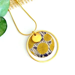 collier or femme pendentif fleur jaune idee cadeau original leonie et france eshop de createurs francais