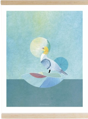 affiche illustration oiseau fou de bassan mer bretagne nature idee cadeau originale pour la maison leonie et france eshop de createurs francais decoration d interieur