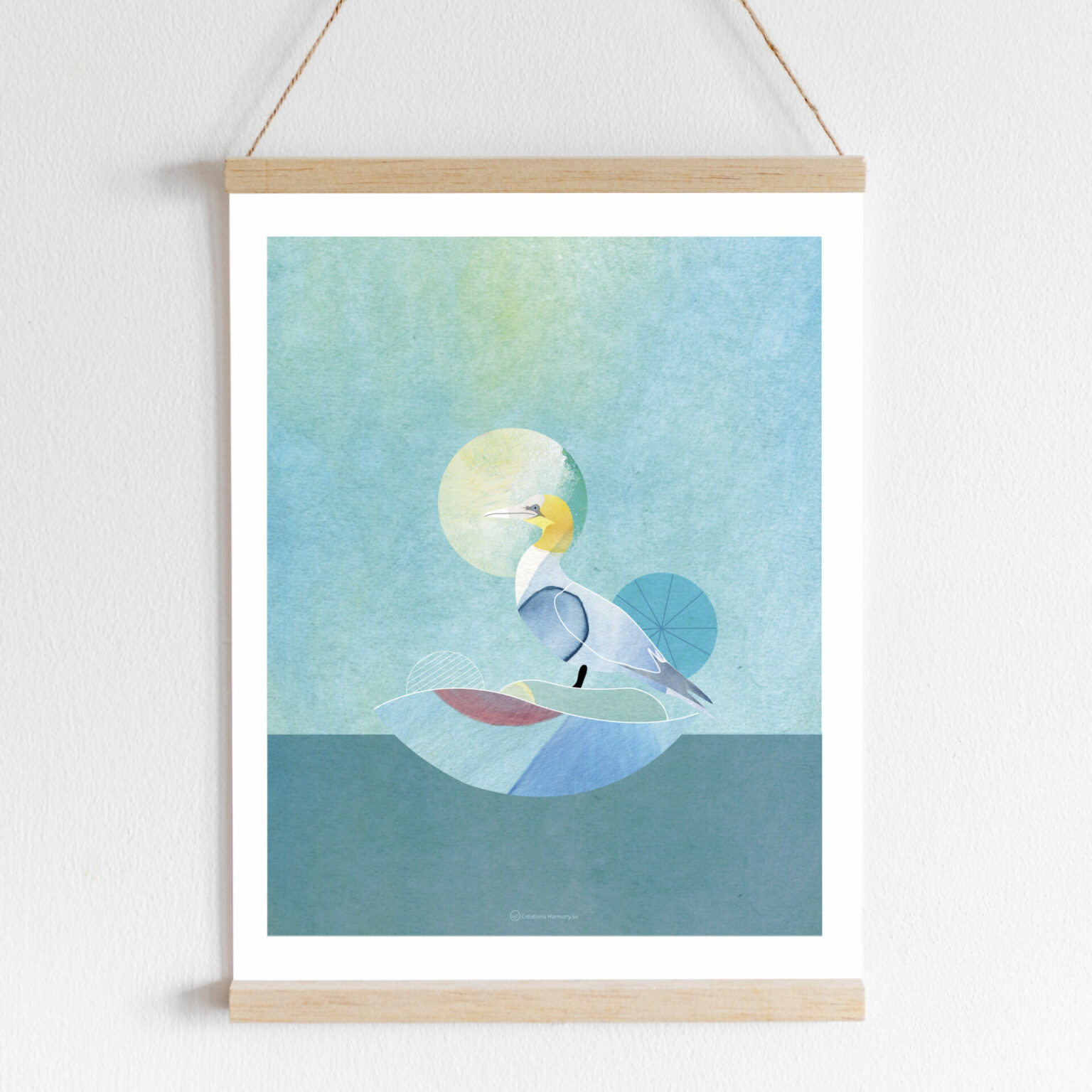 affiche illustration oiseau fou de bassan mer bretagne nature idee cadeau originale pour la maison leonie et france eshop de createurs francais