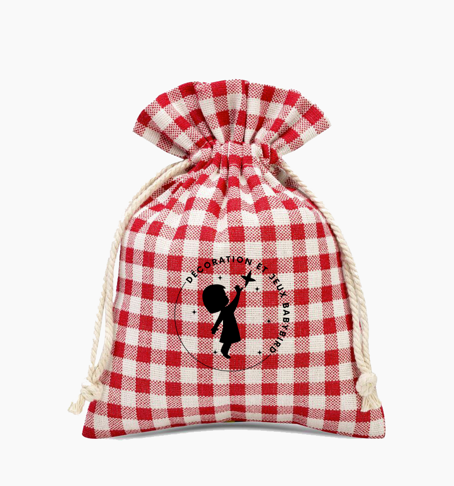 babybird 3 pieces sachets en lin imite 13 x 18 cm avec l impression naturel treillis rouge image 1