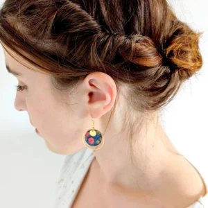 boucles d oreilles pendantes or femme tissu liberty bois leonie et france bijoux de createurs