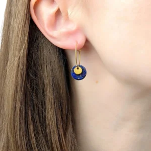 creoles or femme pierre naturelle bleu lapis lazuli leonie et france bijoux de createurs francais